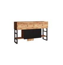 Buffet Diseño Moderno Natural-Negro con 4 Puertas - 139x43x83.5cm - Elegante Almacenamiento para Comedor