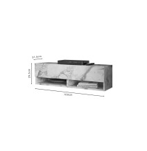 Mueble TV Moderno con 1 Puerta y Estantes en Melamina Color Mármol Marfil - 100x31.5x29.6cm